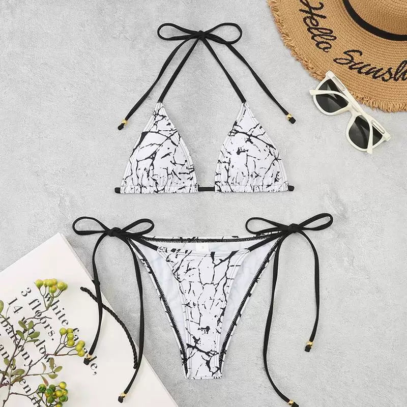 Dame blomster mønster trekant bikini sæt Stilla 1750838622