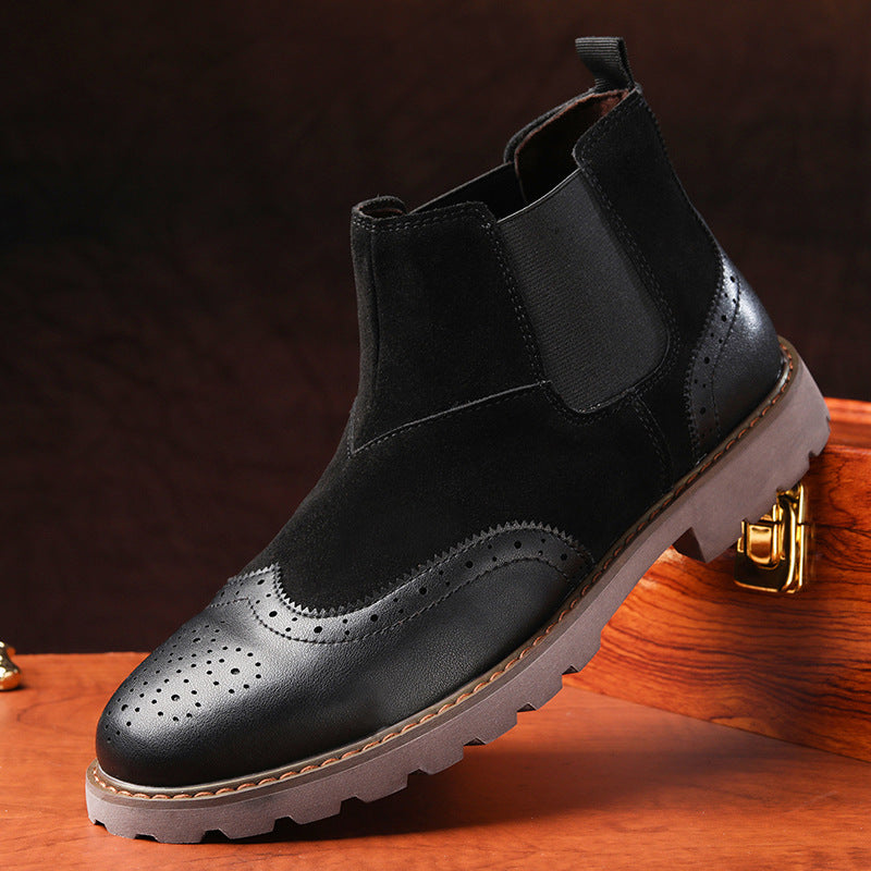 Herrer Elegant Dual-Material Chelsea Støvler Stilla