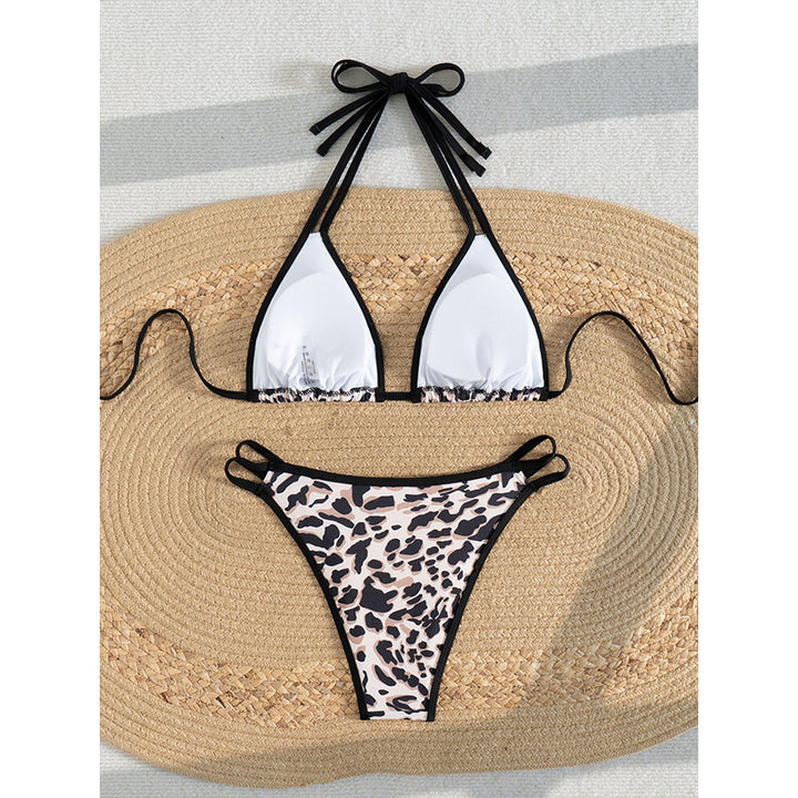 Dame Triangle-top og justerbart snøre-bikini-sæt Stilla