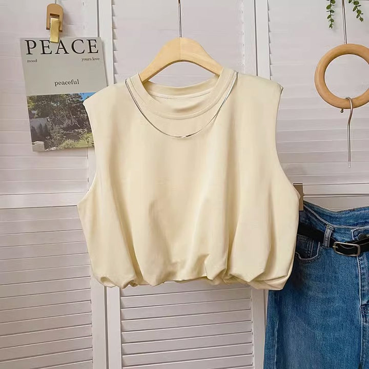 Femme Velplejet Ærmeløs Cropped-Top med Elegant Rynkning ved Taljen Stilla
