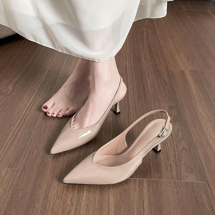 Dame Spids Tå Slingback Pumps med dekorativ rem Stilla