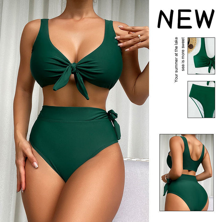 Dame Høj talje bikini-sæt med bindebånd og elegant pasform Skovae