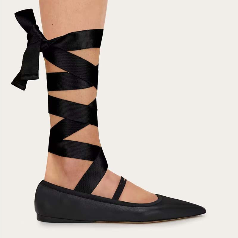 Femme Elegante Snøre-Spitze Flade Stilla