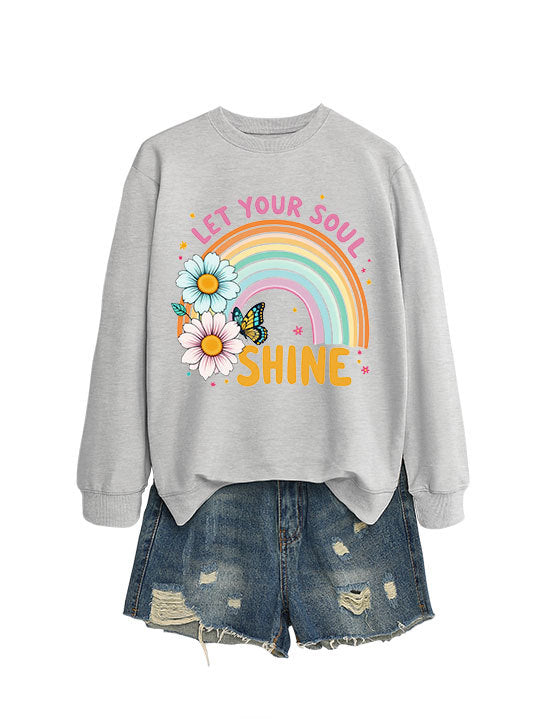 Kvinders sweatshirt med farverig gradient og blomster grafisk design Stilla