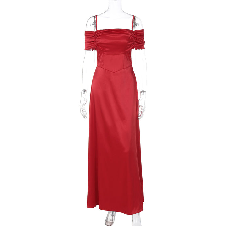 Damer Elegant draperet Maxi-kjole med skulderfri detaljer Stilla