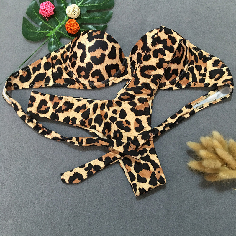 Dame Strapless Leopardmønster Bikini-Sæt Stilla