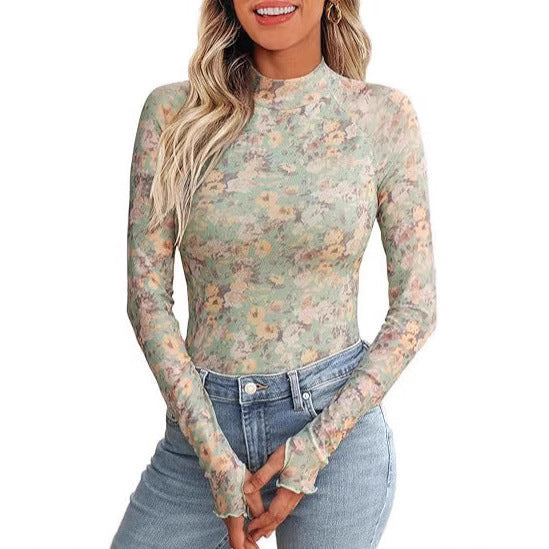 Dame Langærmet top med moderne leopardmønster Stilla