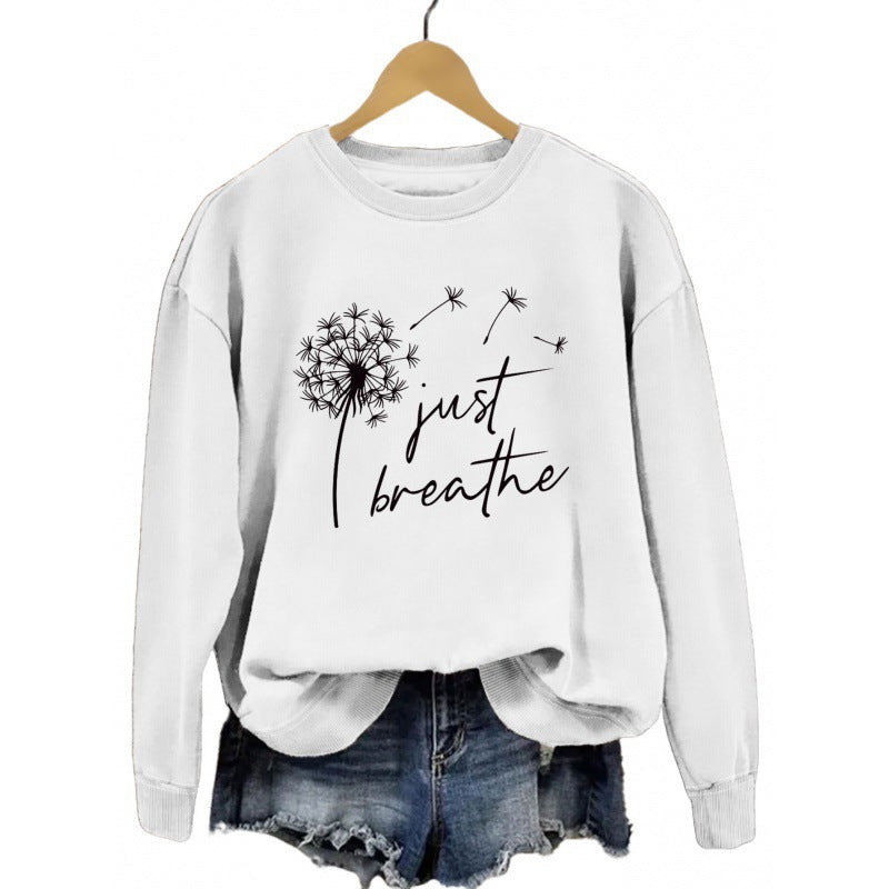 Kvinders sweatshirt med inspirerende mælkebøtte motiv Stilla