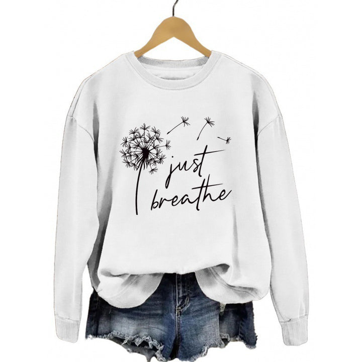 Kvinders sweatshirt med inspirerende mælkebøtte motiv Stilla