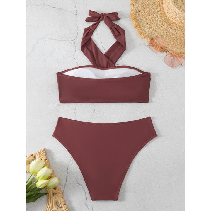 Dame Bandeau-bikini med høj skæring og elegant knude-look Stilla