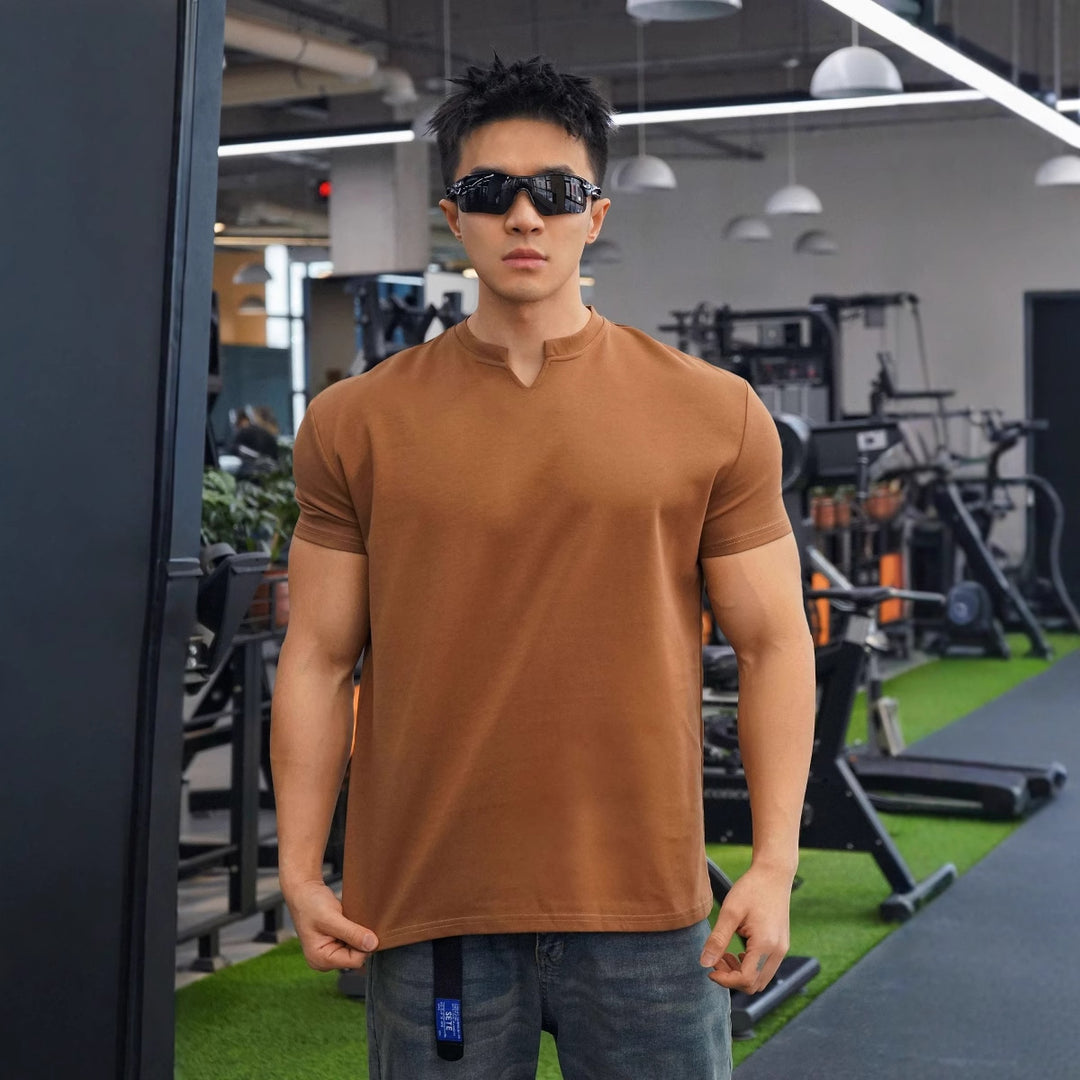 Herrer Sportiv Skjorte med halvmandslås og struktureret overflade Stilla