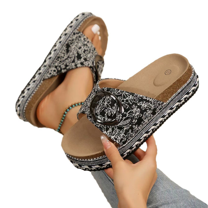 Dame Komfortabel Wedge-Sandaler med dekorativt bælteaccent Stilla
