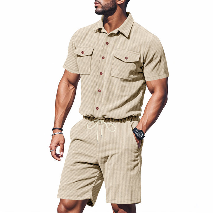 Herrer shorts-jakkesæt med struktureret design og praktische lommer Stilla