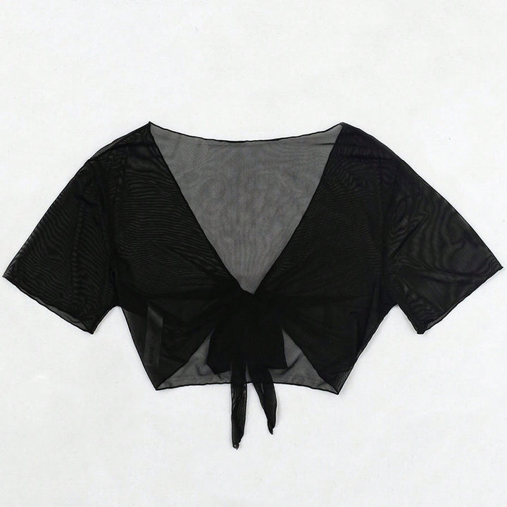Dame Gennemsigtig Kort Crop Bindefront Top Stilla