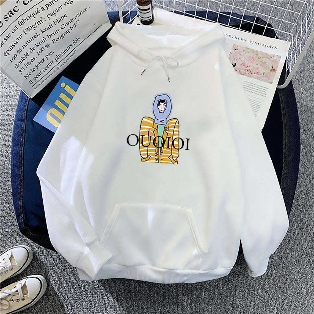Dame hoodie med unikt cartoon design Skovae