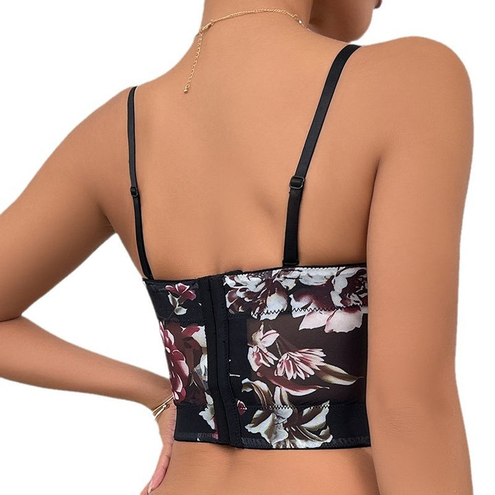 Dame Korset-top med blomstret design Stilla