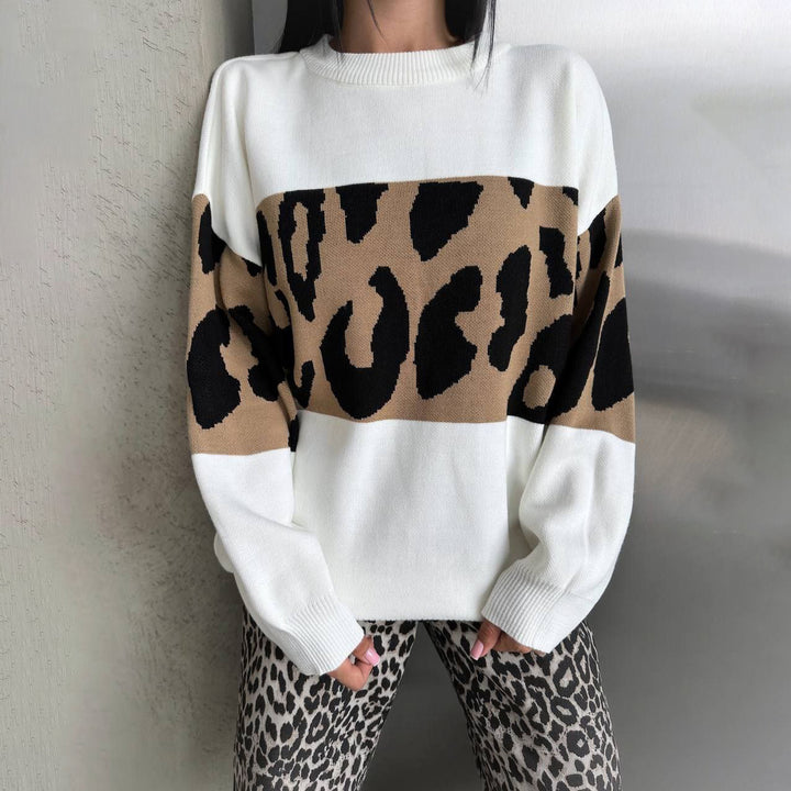 Damer Mode Leopard Mønster Sweater Stilla