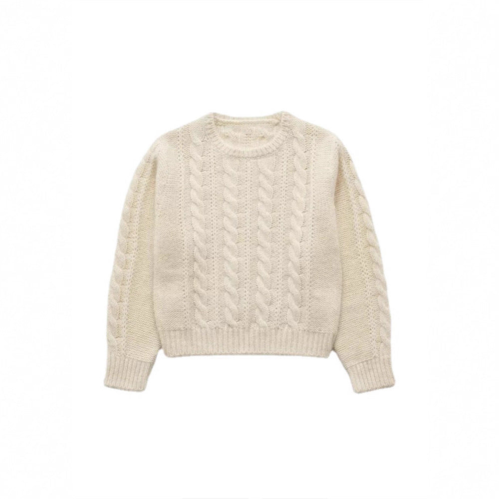Damer hyggelig strikket sweater med kabelmønster Stilla