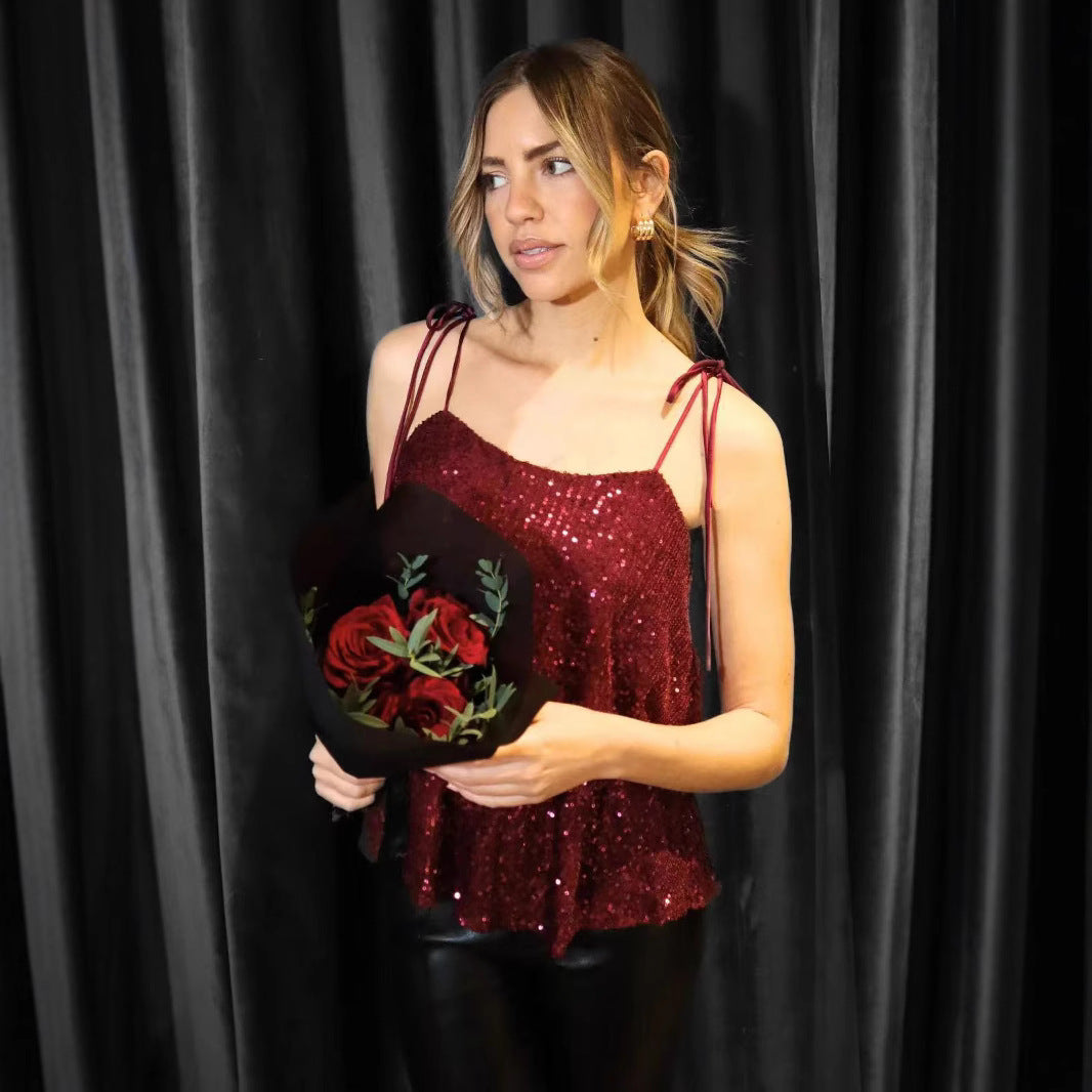 Femme Funklende Lagdelt Crop Top Stilla