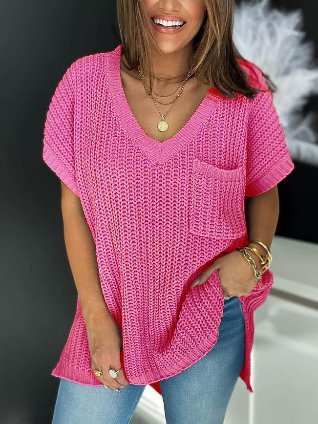 Stilla | Kortærmet V-hals Mesh Løs T-shirt Top