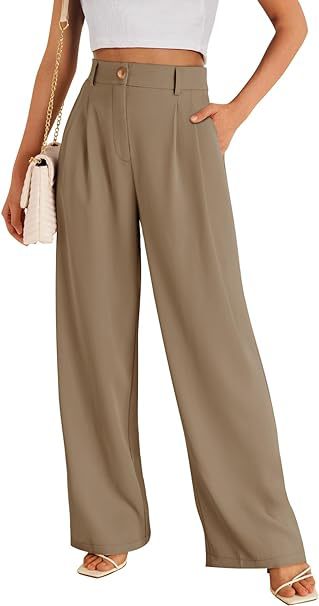 Dame bred High-Waist bukser med elegant frontfold og praktiske lommer Stilla