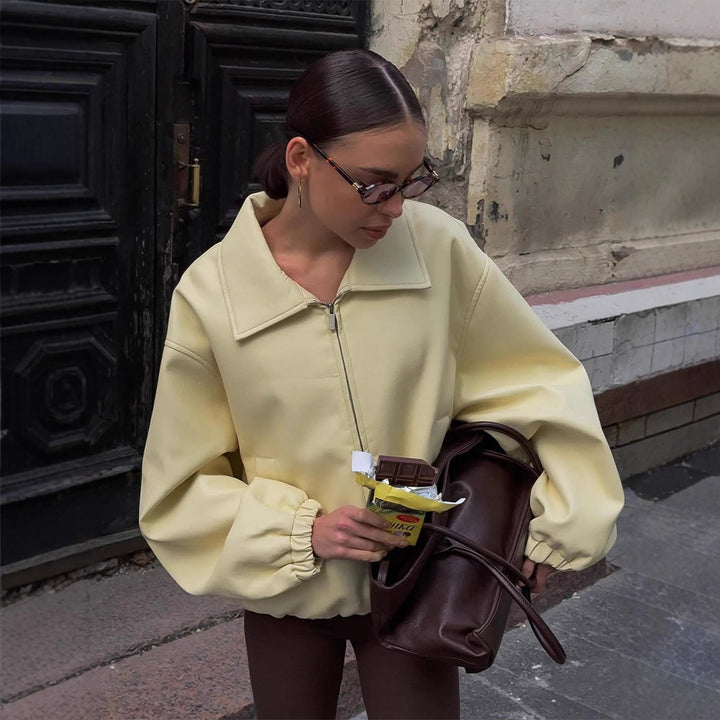 Dame Oversized Sweatjacke med moderne Ståkrave Stilla