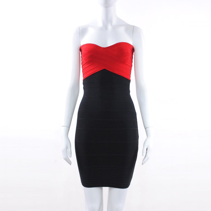 Dame Bodycon Kjole med skulderfri design og stilfulde farvekombinationer Stilla