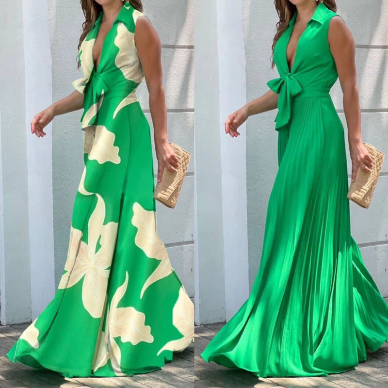 Dame Maxi Vokset Kjole med Blomsterdesign Stilla