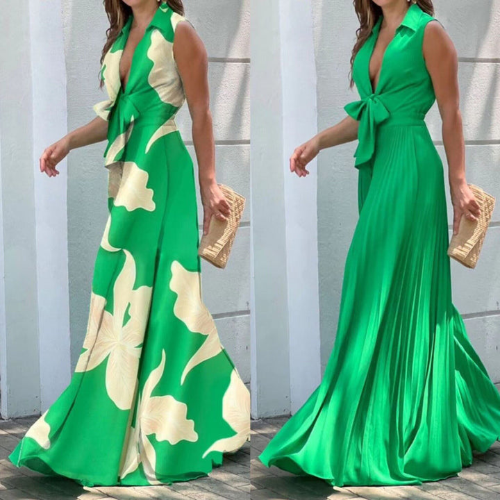 Dame Maxi Vokset Kjole med Blomsterdesign Stilla