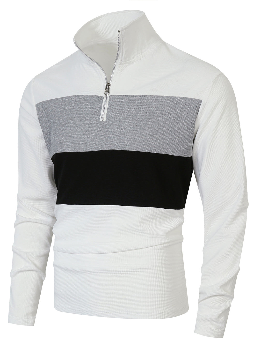 Herrer mode højkrave sweater med lynlås og struktureret design Stilla