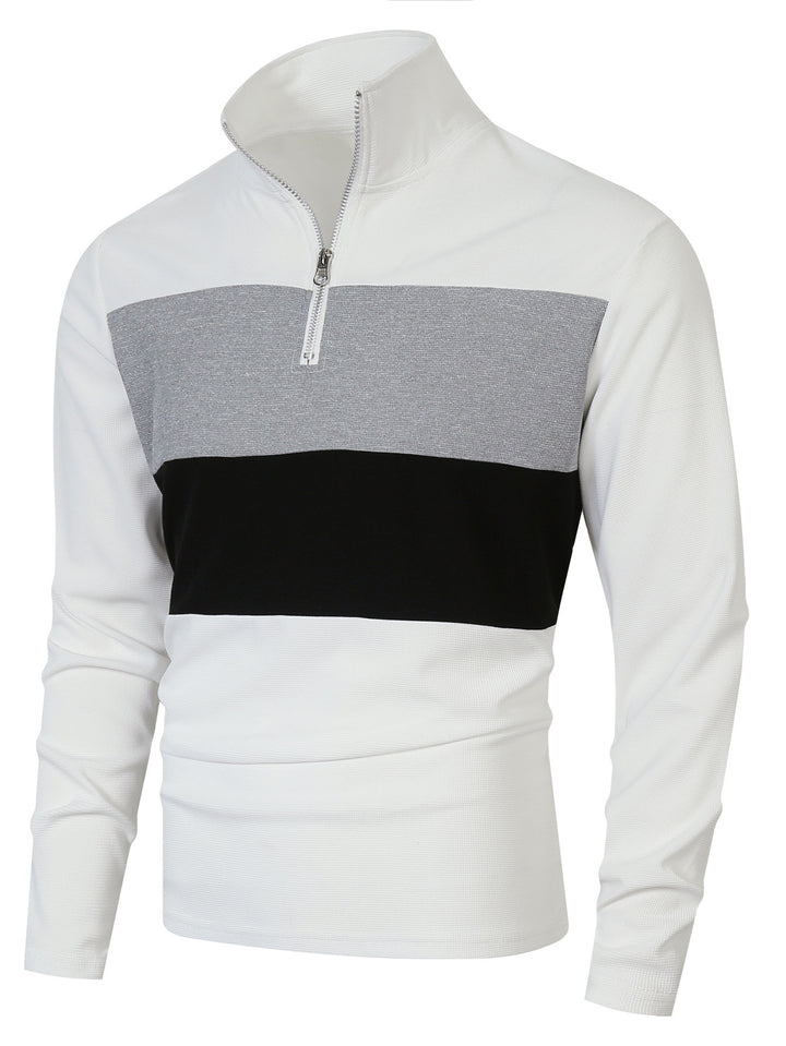 Herrer mode højkrave sweater med lynlås og struktureret design Stilla