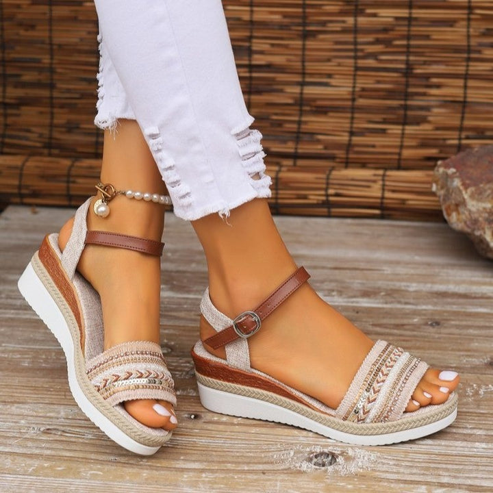 Dame Komfortable Wedge-sandaler med moderne dekorationer og ergonomisk fodseng Stilla