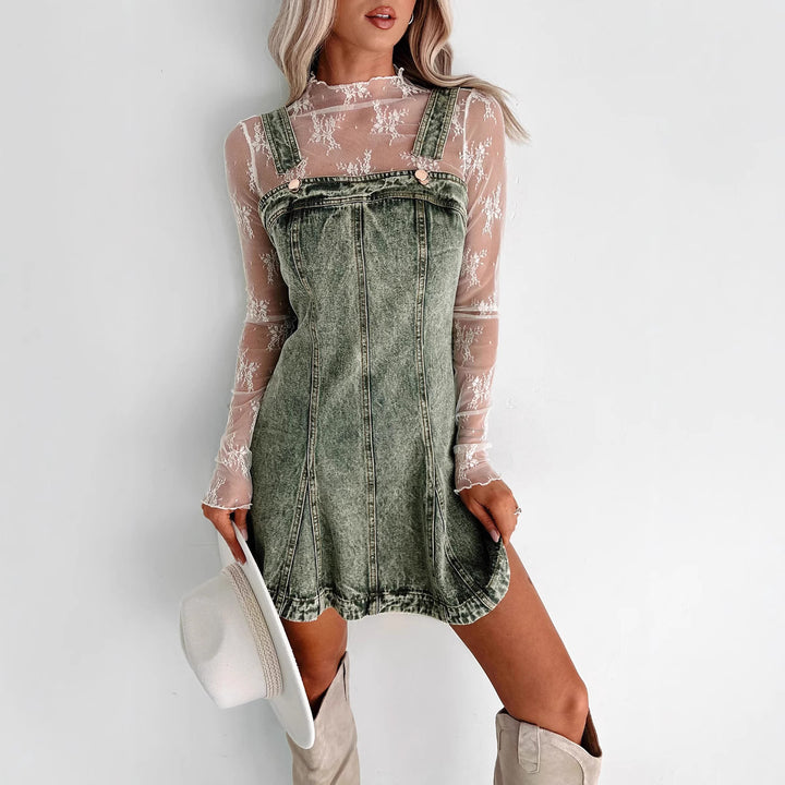 Dame Jeans-rammekjole med elegante stropper og afslappet snit Stilla