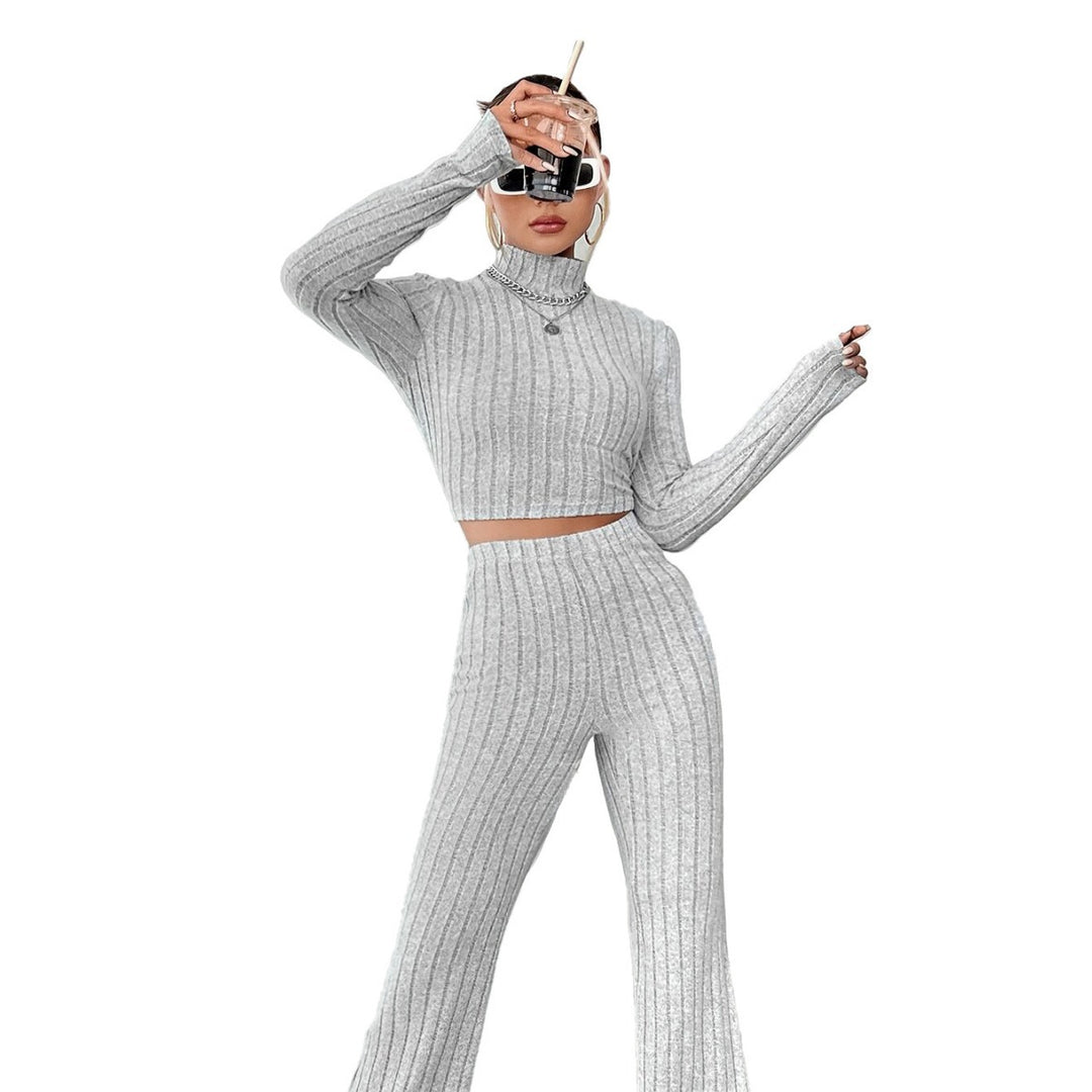 Kvinders cropped sweater med høj talje og bred ben Stilla