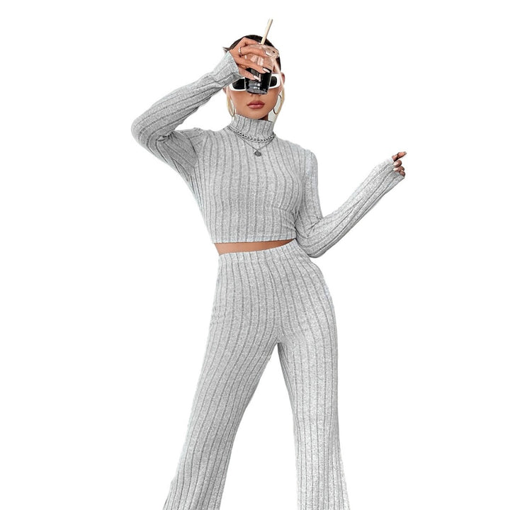 Kvinders cropped sweater med høj talje og bred ben Stilla