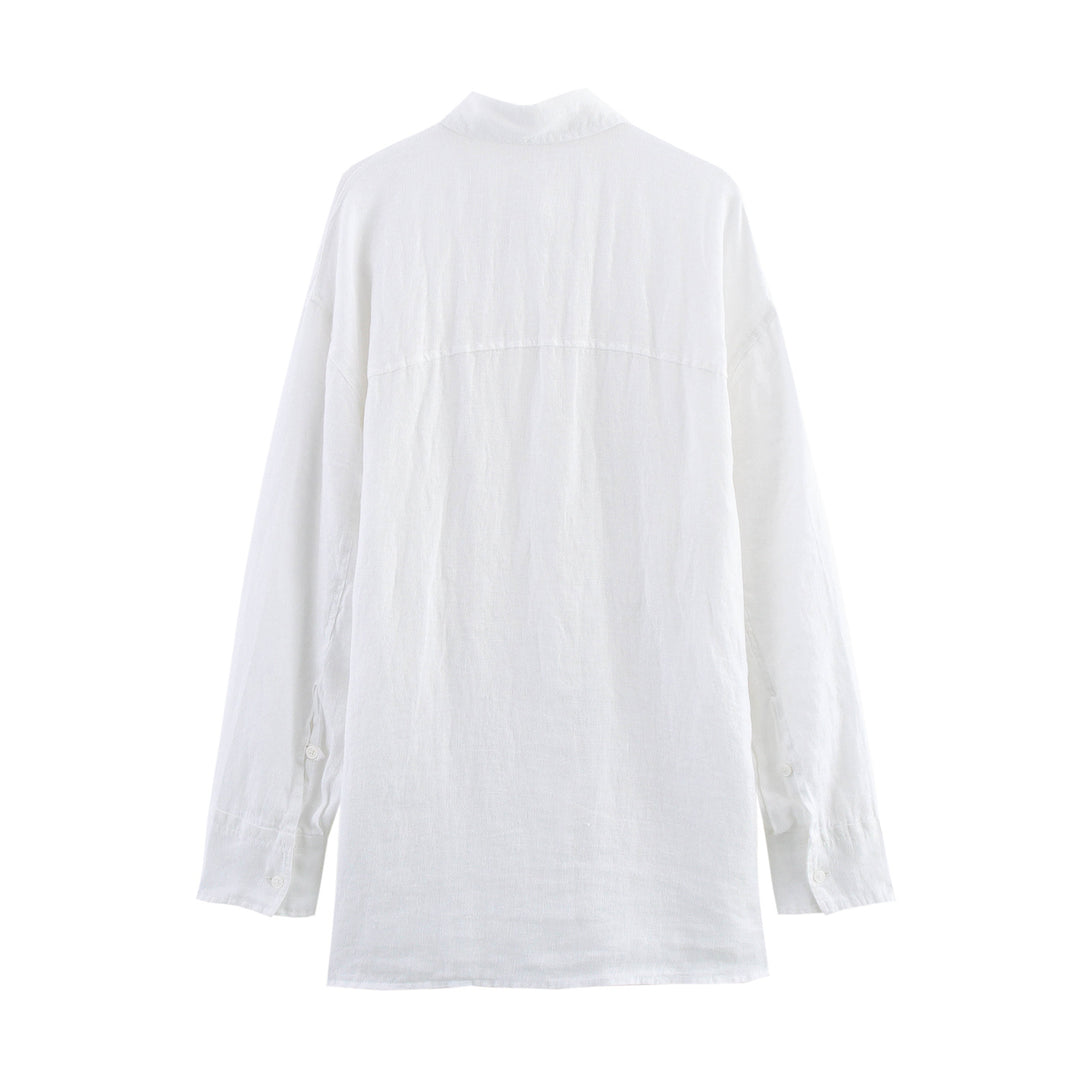 Dame Button-Up Bluse med bånd-sides detalje Stilla