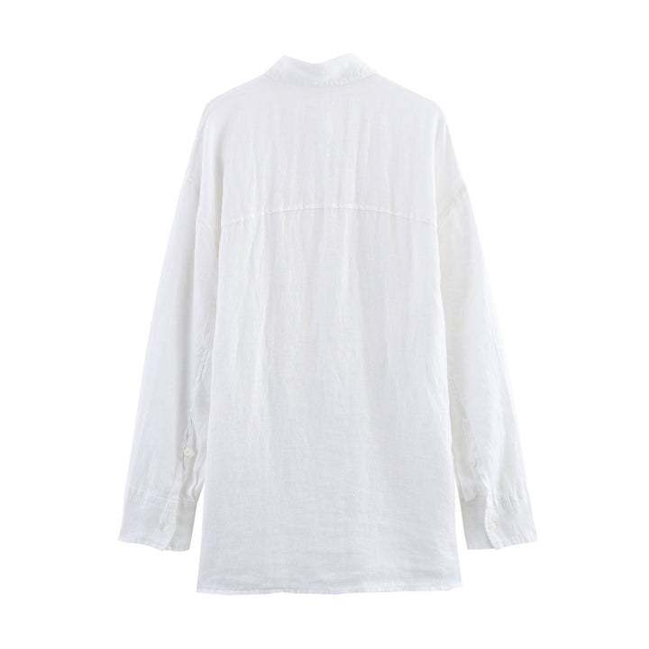 Dame Button-Up Bluse med bånd-sides detalje Stilla