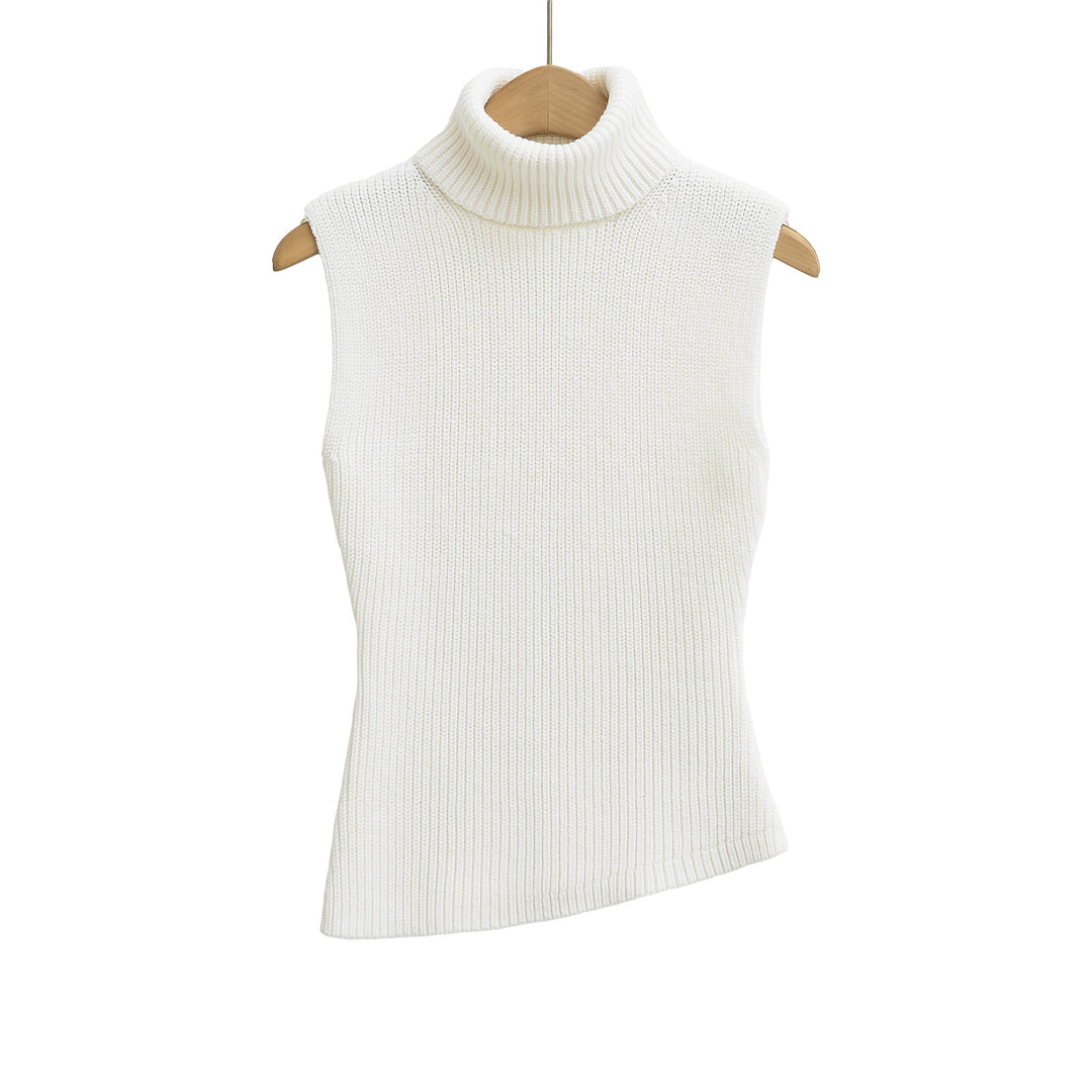 Dame strikbluse med høj krave og struktureret design Stilla