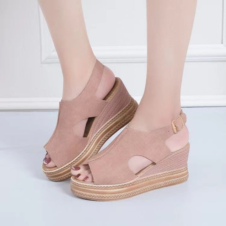 Dame elegante og behagelige Wedge-sandaler med åben hæl og justerbar rem Stilla
