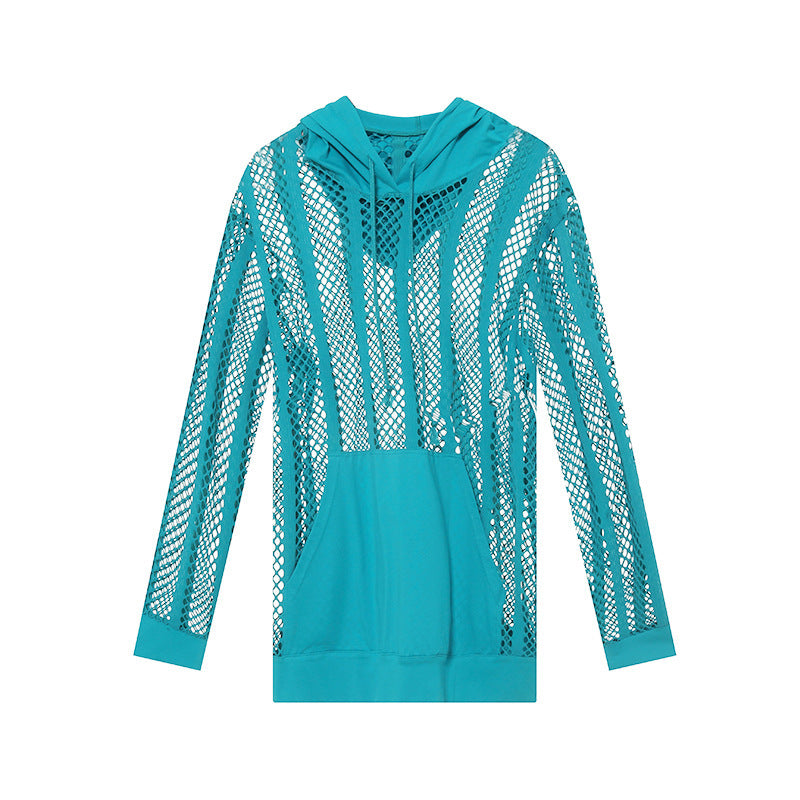 Dame åndbar mesh-hoodie med hætte og komfortabel pasform Stilla