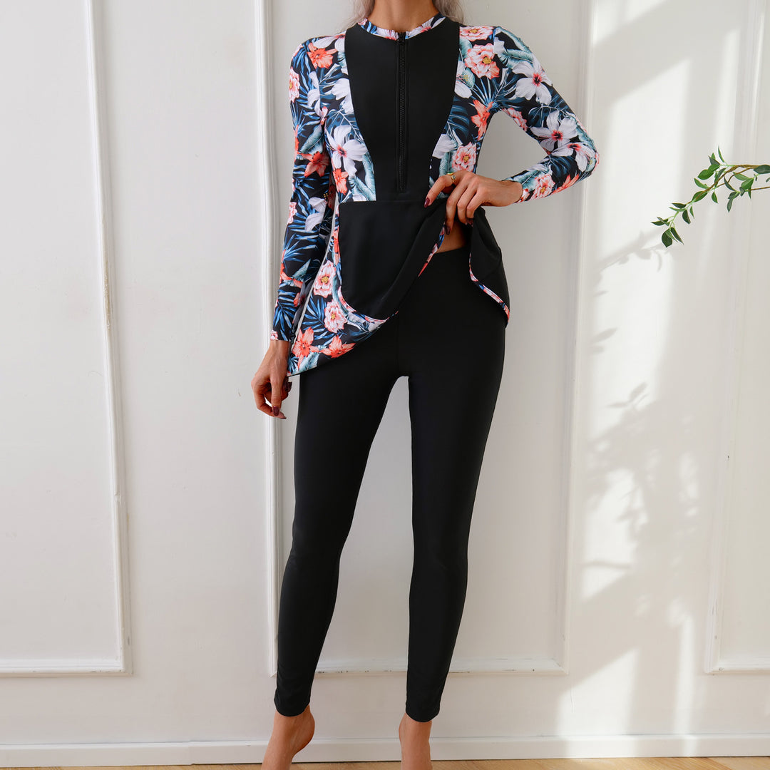 Dame Modebade sæt med lang tunika og leggings Skovae