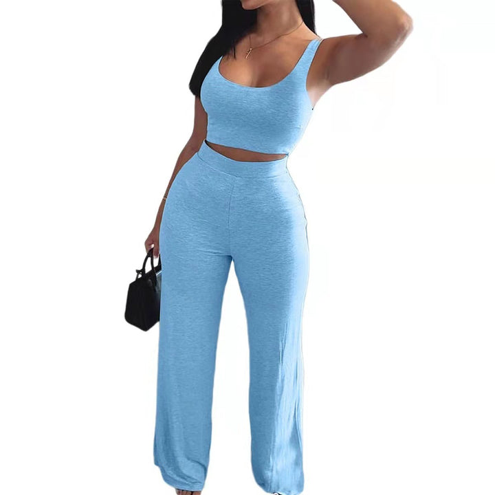 Dame To-delt Beklædningssæt med Højvandsbukser og Cropped Top Stilla