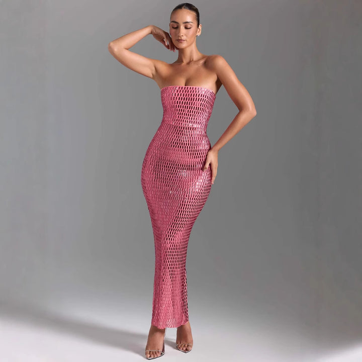 Dame Bodycon aftenkjole i netdesign Stilla