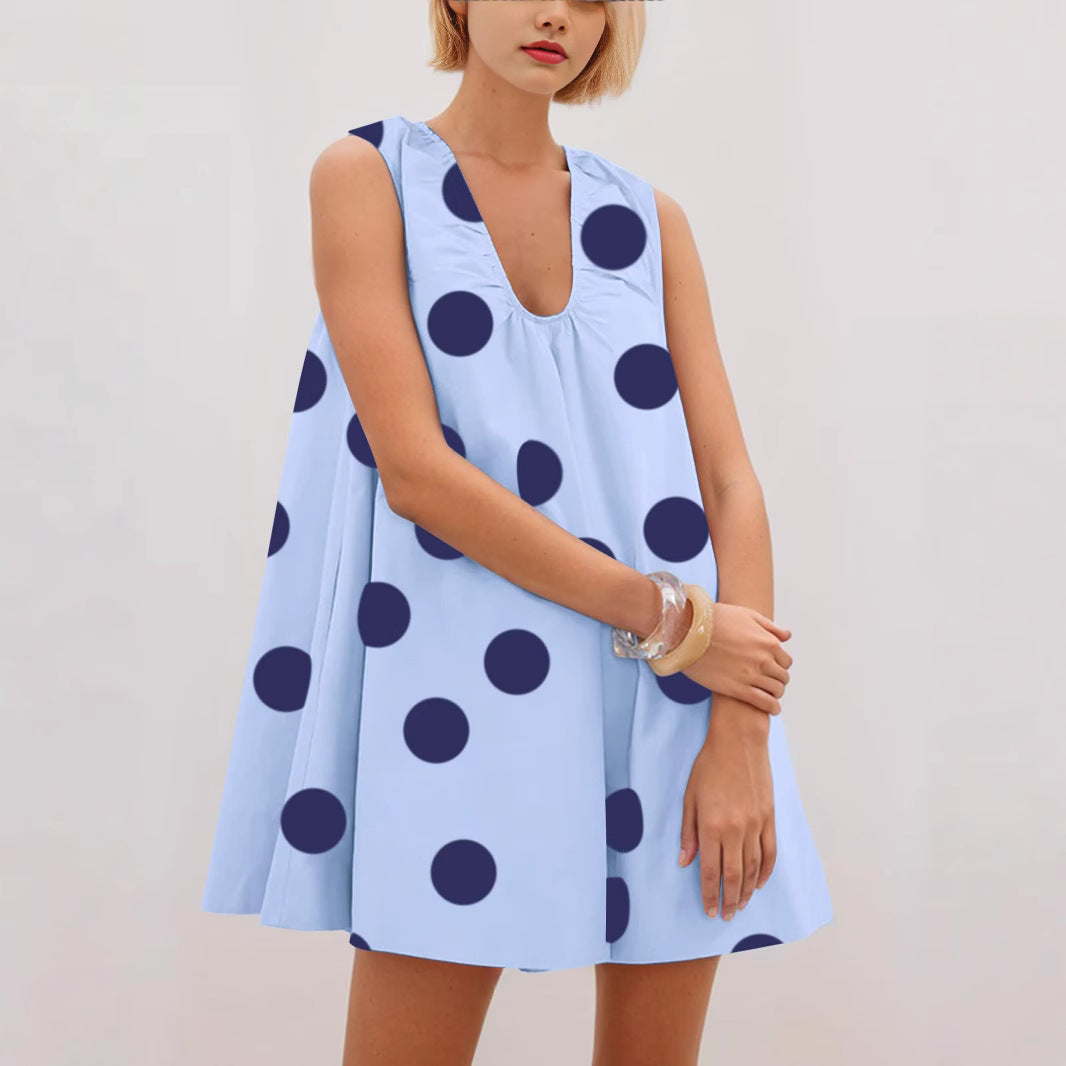 Damer Polka Dot A-linje Kjole Stilla