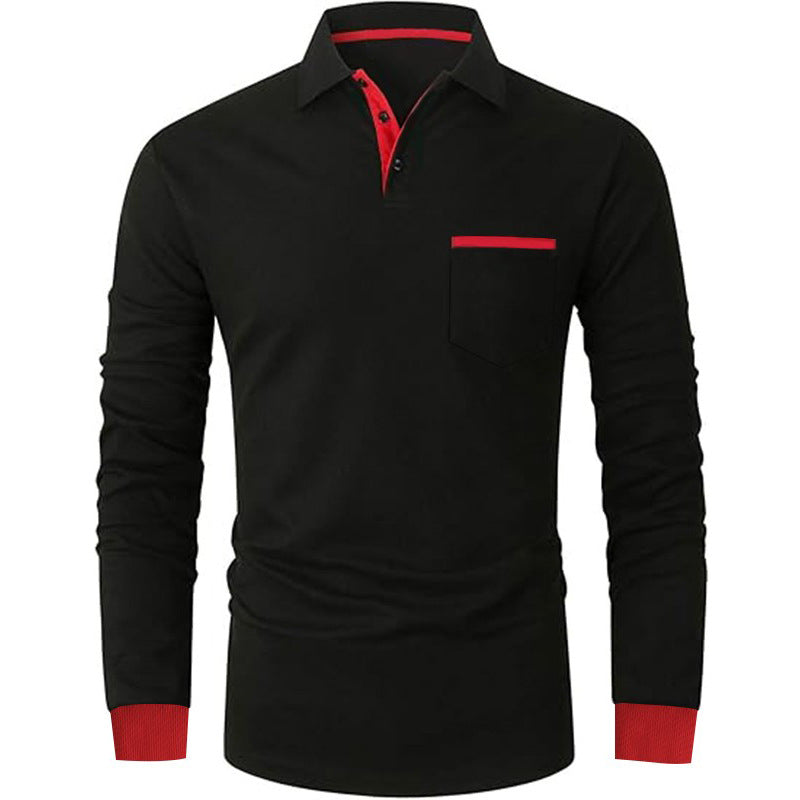 Herrer Langærmet Poloshirt med kontrasterende Krave- og Manchet detaljer Stilla