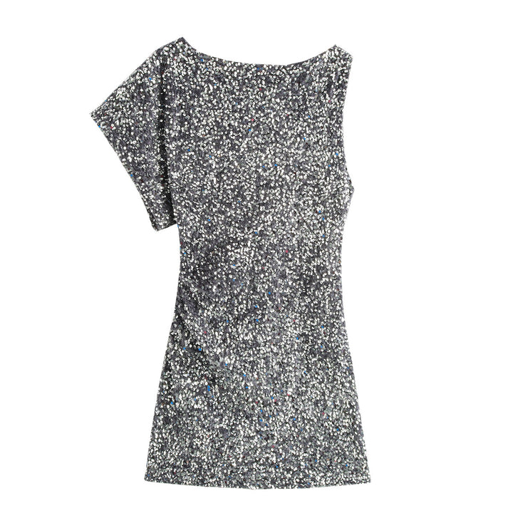 Femme Pailletter En-skulder Minikjole Stilla