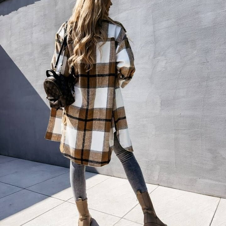 Dame Oversized Flannel Skjortejakke Stilla