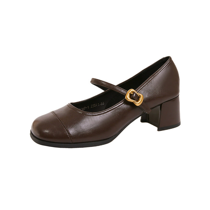 Dame elegante blokhæls Mary Jane pumps med dekorativ ankelrem Stilla