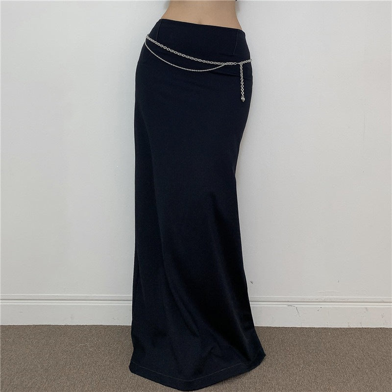 Dame Elegante Midi-nederdel med sideslids og elastisk talje Skovae
