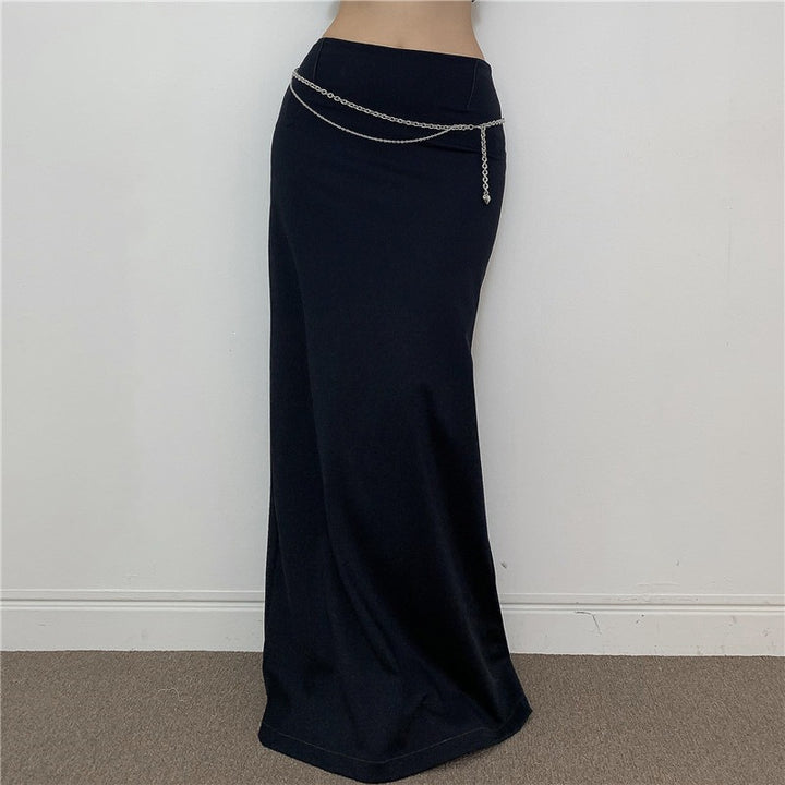 Dame Elegante Midi-nederdel med sideslids og elastisk talje Skovae